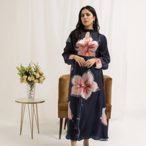 Flower Frock in Silk - Imported Printed Silk Stuff, for all four season long frock, to glance y (3)