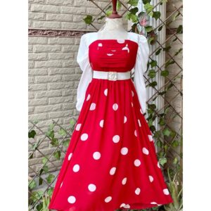 Beautiful Polka Dot Red & White Turkish Chiffon Maxi