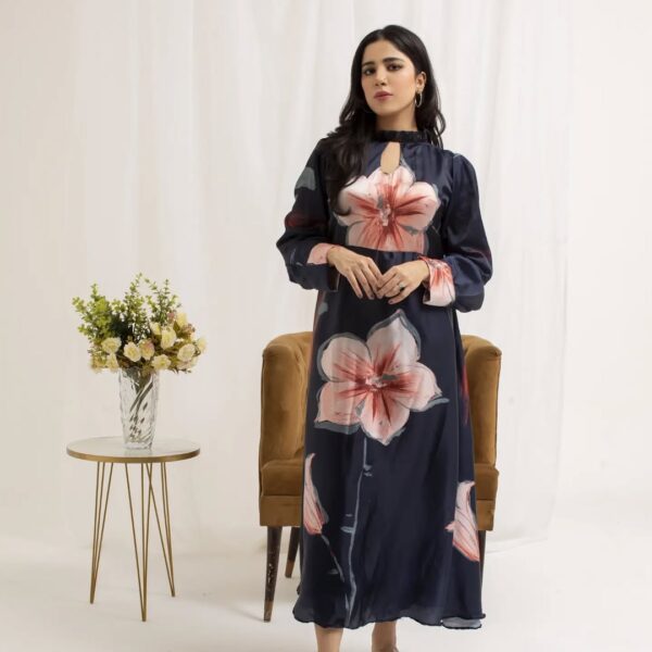 Flower Frock in Silk - Imported Printed Silk Stuff, for all four season long frock, to glance your beaut