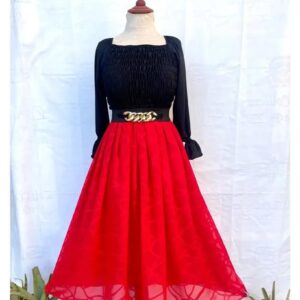 Gorgeous german Chiffon skirt with Smoke style shirt & Beautifully chain Belt.