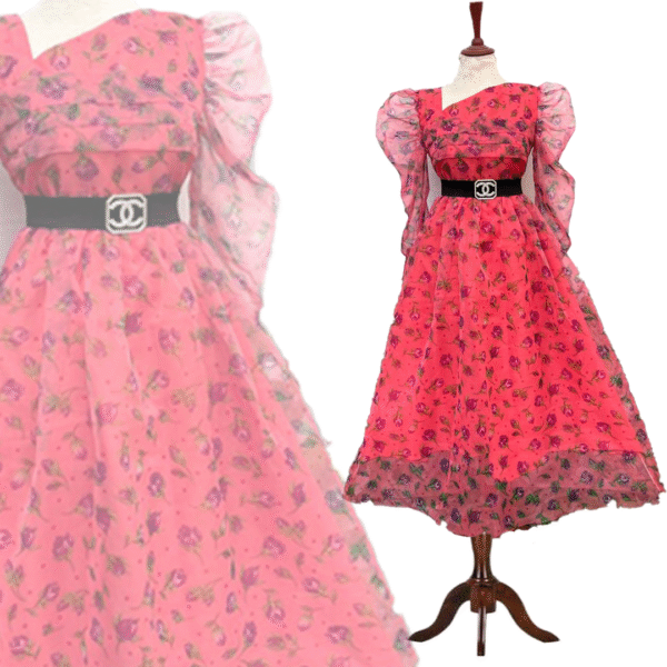 Japanese Organza Flair style Frock with Elegant Channel Belt - Image 2
