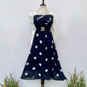 beautiful Turkish chiffon fabric flair frock with chanal ilastic belt..